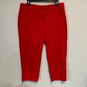 Talbots Perfect Skimmer Cropped Pants Red Business Casual Sz 12 #778